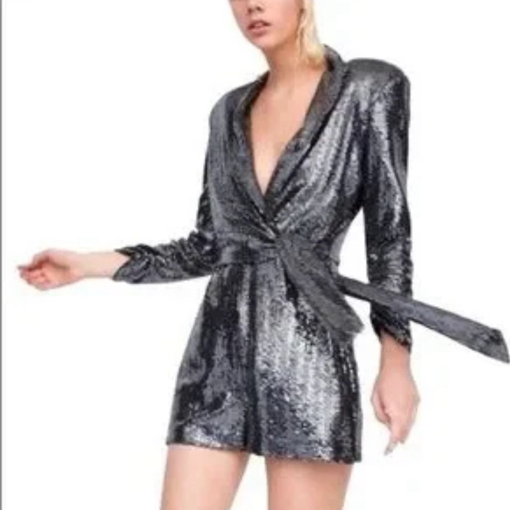 Zara Silver Sequins Party Romper